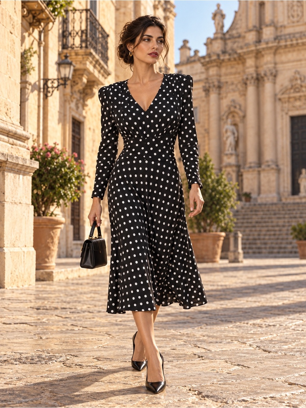 Michael Kors Collection Polka Dot Black Rouched Dress Size US 10 But Fits Sz 6